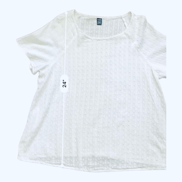 SHEIN White Textured Blouse Medium square neckline short sleeves 100% cotton - Picture 10 of 12
